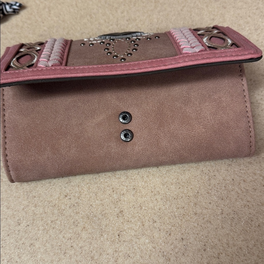 Montana West Pink and Brown Women's wristlet wallet RFID protected - Picture 11 of 16
